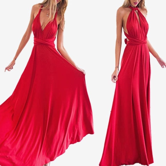 Women Transformer Convertible Bridesmaid Maxi Dress Multi-Way Wrap Evening Dress - Picture 2 of 3